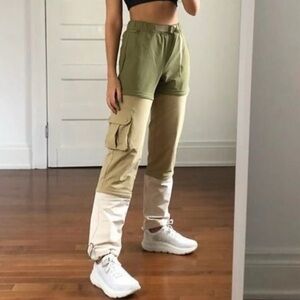 Women's Outdoor Voices RecTrek Zip-Off Pants in Tea Tree Colorblock Large NWT